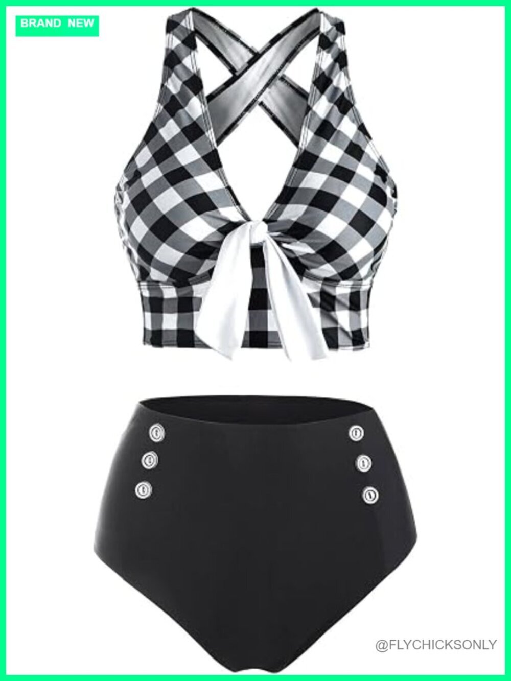 High Waisted Tie Front Crisscross Tummy Control Bikini Set
